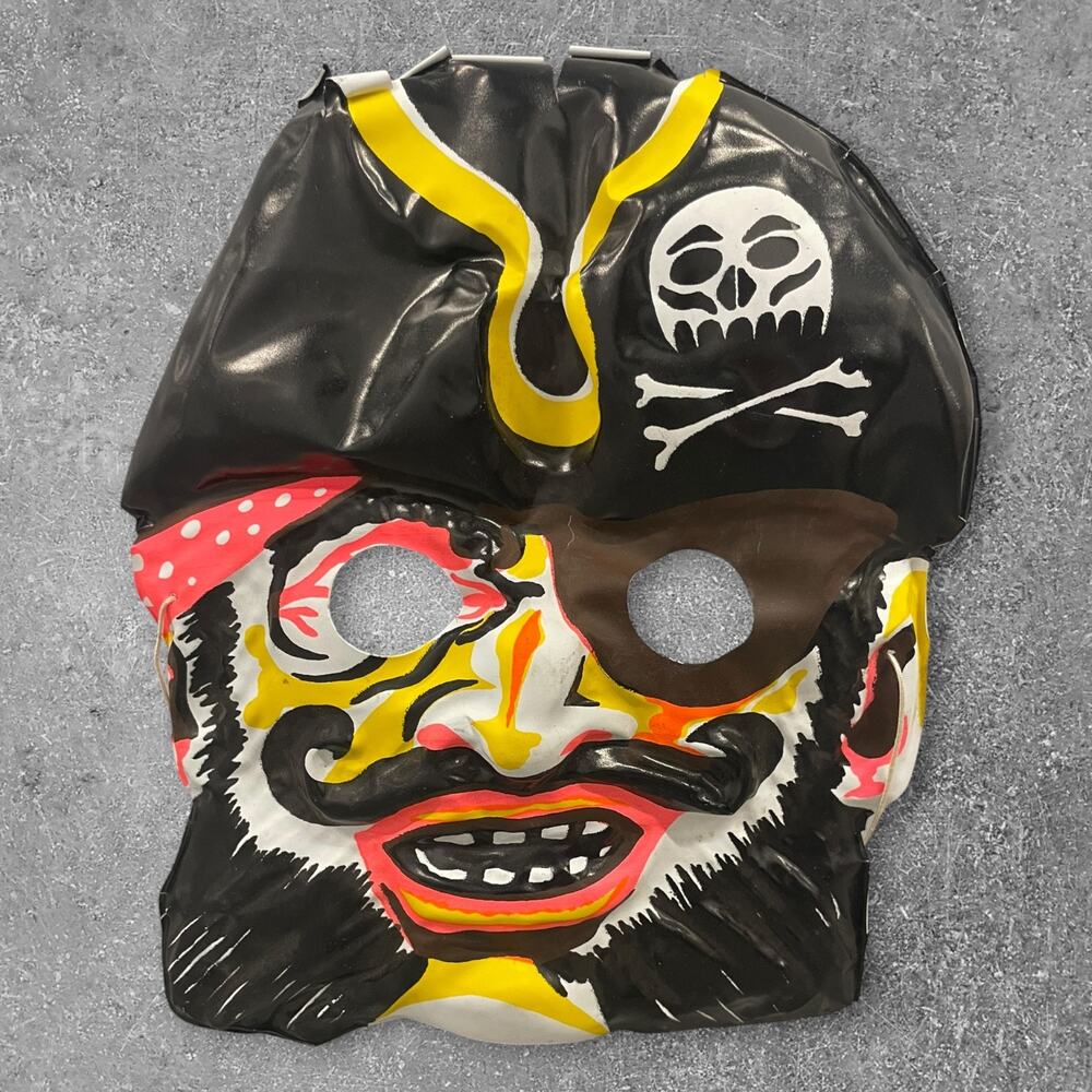 Vintage 1970s Pirate Plastic Halloween Mask Creepy Kitschy Costume
